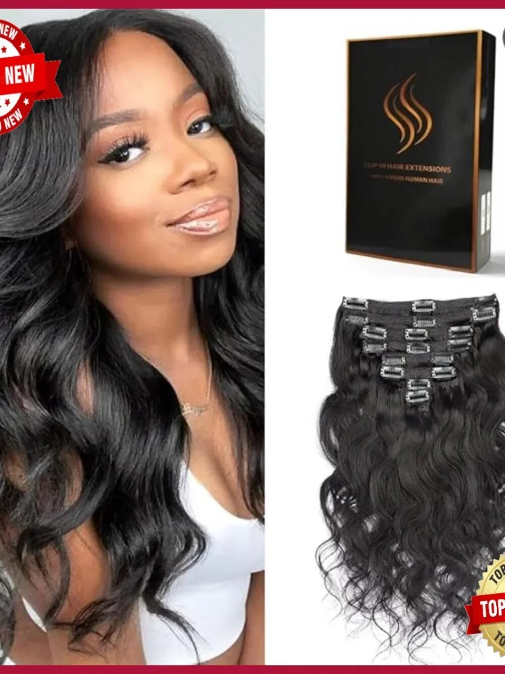 24 Inch Clip In Hair Extensions 100% Brazilian Human Hair Body Wave 8pcs